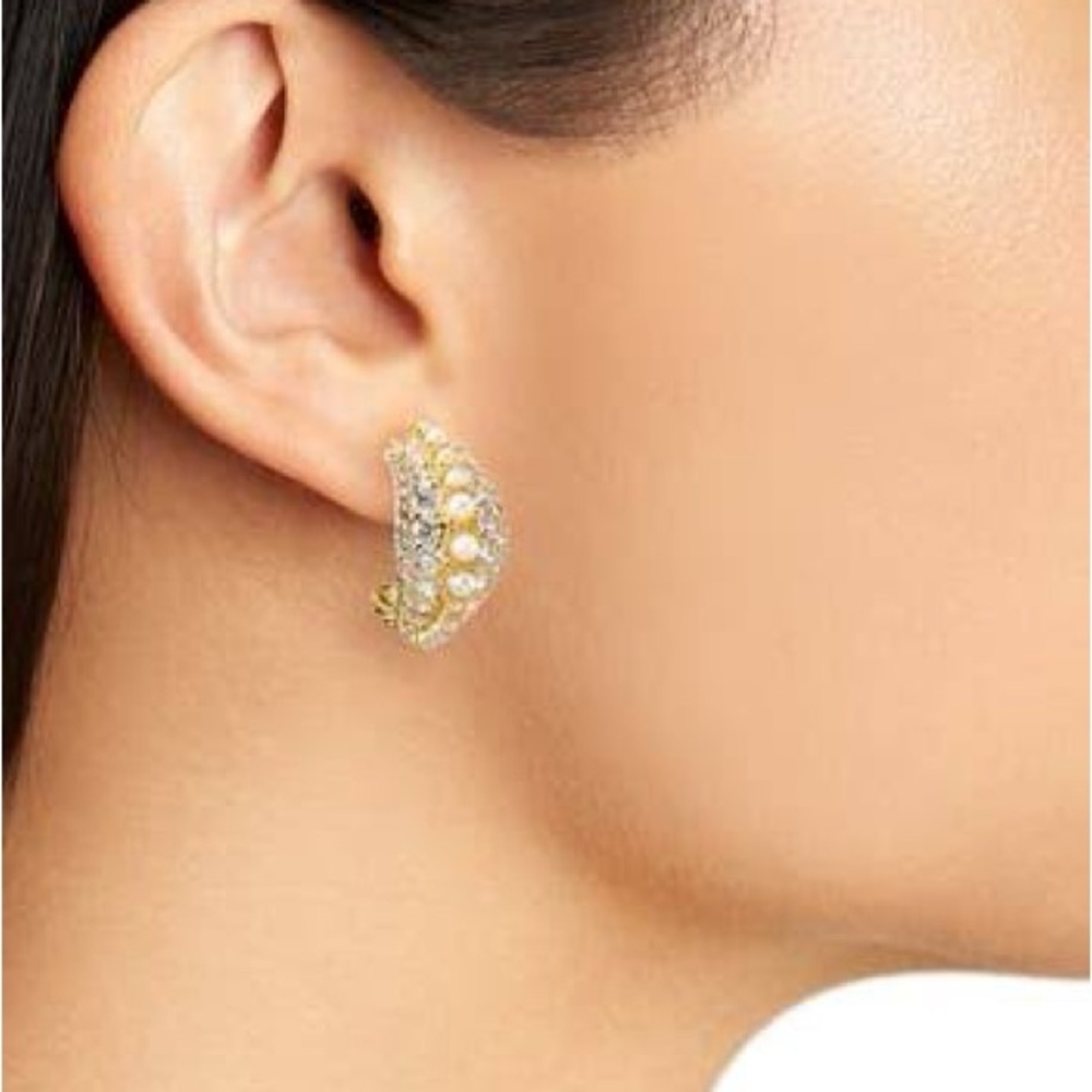 NWT Kendra Scott Krista Gold Hoop and Pearl Earrings - Picture 3 of 6